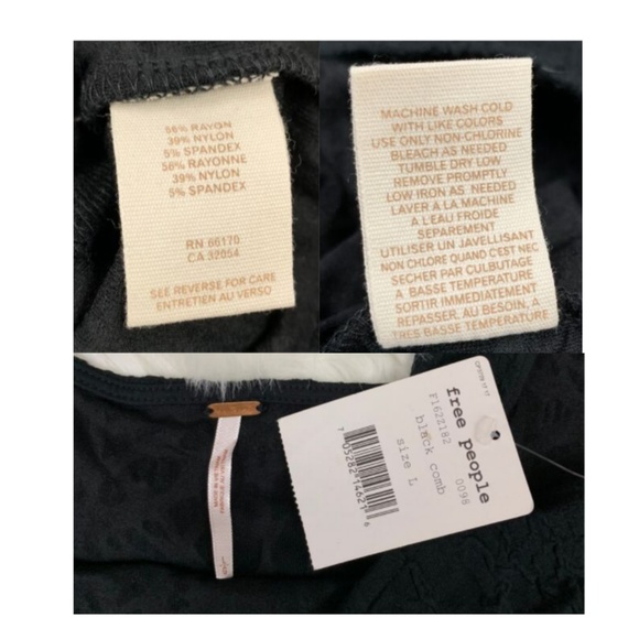 Free People Floral Pucker Black Bodycon Dress NWT - Picture 8 of 8